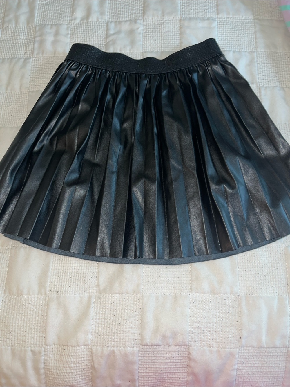 Crewcuts Black Pleated Faux Leather Skater Skirt